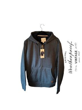 Weatherproof Vintage Men's Grey-Blue Zip-Up Sherpa Hoodie